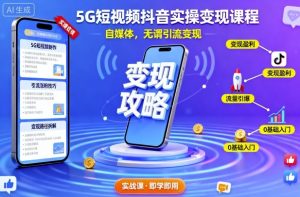 5G短视频抖音实操变现课程,自媒体,无谓引流变现-屈原聊项目
