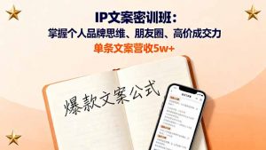 IP文案密训班:掌握个人品牌思维、朋友圈、高价成交力,单条文案营收5w+-屈原聊项目