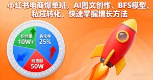小红书电商爆单班,AI图文创作、BFS模型、私域转化,快速掌握增长方法-屈原聊项目