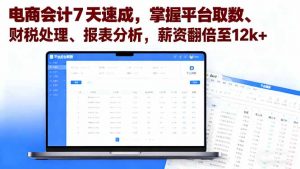 电商会计7天速成,掌握平台取数、财税处理、报表分析,薪资翻倍至12k+-屈原聊项目