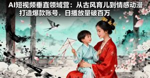 AI短视频垂直领域营：从古风育儿到情感动漫，打造爆款账号,日播放量破百万-屈原聊项目