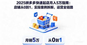 2025拼多多快速起店月入5万指南:店铺从0到1,实操案例拆解,运营全链路-屈原聊项目