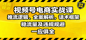 视频号电商实战课:推流逻辑、全案解析,话术框架,稳流量及违规规避等-屈原聊项目