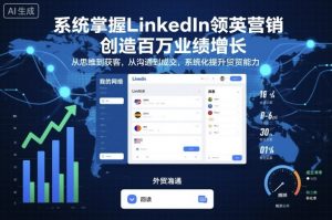 系统掌握LinkedIn领英营销，创造百万业绩增长，从思维到获客，从沟通到成交，系统化提升外贸能力-屈原聊项目