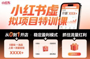 小红书虚拟项目特训课,帮你从0到1打造稳定盈利的店铺,抓住流量红利(更新9月)-屈原聊项目