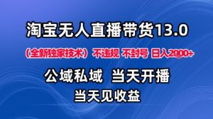 淘宝无人直播13.0,公域私域技术,不封号,不违规布局下半年旺季赛道,日入1K+(独家技术)【揭秘】-屈原聊项目