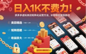 日入1K不费力!拼多多虚拟类目矩阵化运营方法,长效稳定变现路径-屈原聊项目