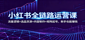 小红书全链路运营课:流量逻辑+选品货源+内容制作+矩阵起号,新手也能赚钱-屈原聊项目