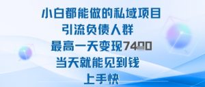 2025年小白都能做的私域项目引流负债人群最高一天变现1k+高变现难度低当天就能见到钱上手快-屈原聊项目