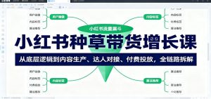 小红书种草带货增长课:从底层逻辑到内容生产、达人对接、付费投放,全链路拆解-屈原聊项目