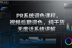 PR系统调色课程,视频后期调色,纯干货无废话系统讲解-屈原聊项目
