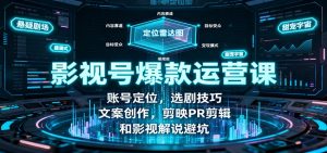 影视号爆款运营课：账号定位，选剧技巧，文案创作，剪映PR剪辑和影视解说避坑-屈原聊项目