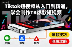 Tiktok短视频从入门到精通,学会制作TK爆款短视频-屈原聊项目