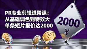 PR专业剪辑进阶课:从基础调色到特效大片的进阶技能,单条短片报价达2000-屈原聊项目