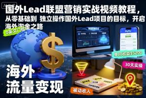 国外Lead联盟营销实战视频教程,从零基础到独立操作国外Lead项目的目标,开启海外淘金之路-屈原聊项目