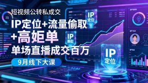 短视频公转私成交9月线下大课,IP定位+流量偷取+高客单,单场直播成交百万-屈原聊项目
