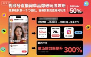 视频号直播间单品爆破玩法攻略,像素级拆解一个门槛低,容易复制到直播间玩法-屈原聊项目