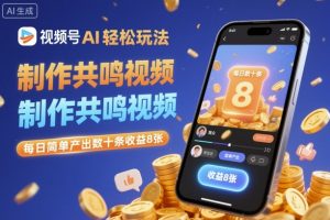 视频号AI轻松玩法,制作共鸣视频,每日简单产出数十条收益8张-屈原聊项目