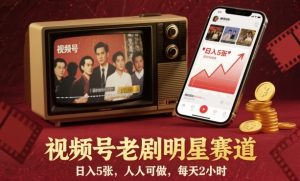 视频号老剧明星赛道,日入5张,人人可做,每天2小时-屈原聊项目