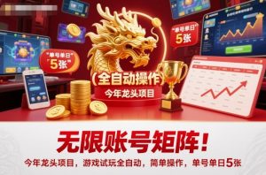 无限账号矩阵!今年龙头项目,游戏试玩全自动,简单操作,单号单日5张【揭秘】-屈原聊项目