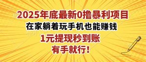 2025年底最新0撸暴利项目,在家也能躺赚,1元秒提现,有手就行!-屈原聊项目