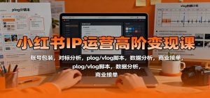 小红书IP运营高阶变现课:账号包装,对标分析,plog/vlog脚本,数据分析,商业接单-屈原聊项目