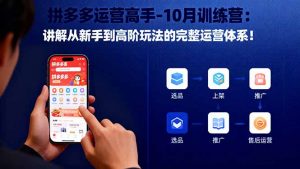 拼多多运营高手-10月训练营:讲解从新手到高阶玩法的完整运营体系!-屈原聊项目