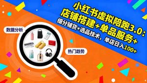 小红书虚拟陪跑3.0:店铺搭建+单品服务+细分铺货+选品技术,单店日入100+-屈原聊项目