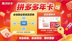 拼多多年卡,拼多多全链路运营底层逻辑,超级爆单术【更新10月】-屈原聊项目